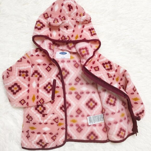 Patterned Sherpa Fleece Bear Zip Hoodie Sweater Petal Pusher 18 24 Months - Picture 5 of 10